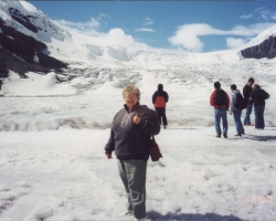 Janet on glacier field